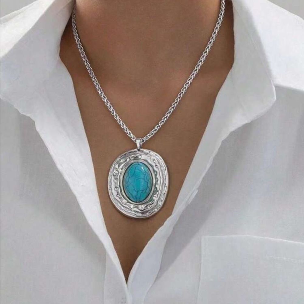 Turquoise Silver Pendant Necklace